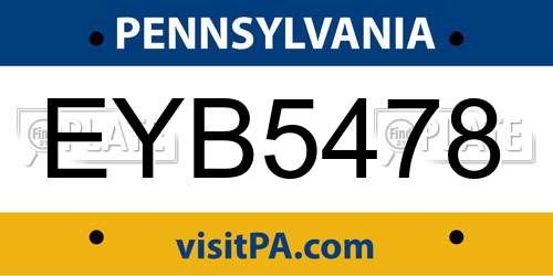 EYB5478 Pennsylvania License Plate