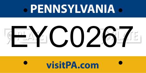 EYC0267 Pennsylvania License Plate