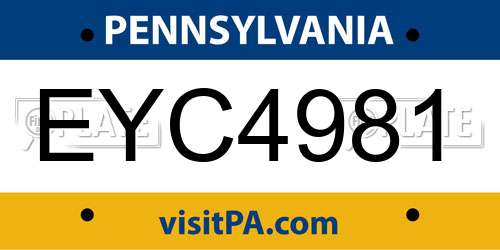 EYC4981 Pennsylvania License Plate