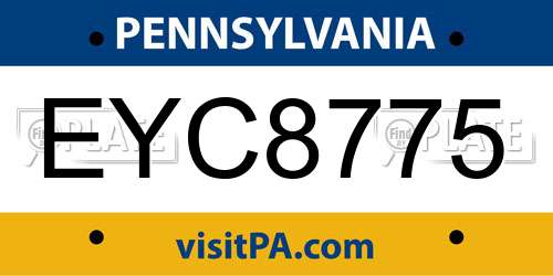 EYC8775 Pennsylvania License Plate