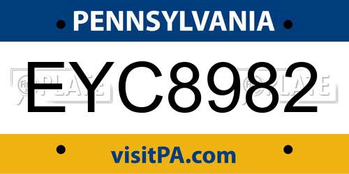 EYC8982 Pennsylvania License Plate