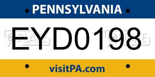 EYD0198 Pennsylvania License Plate