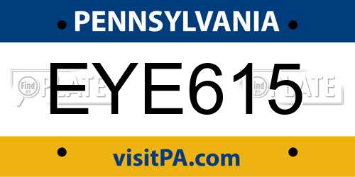 EYE615 Pennsylvania License Plate