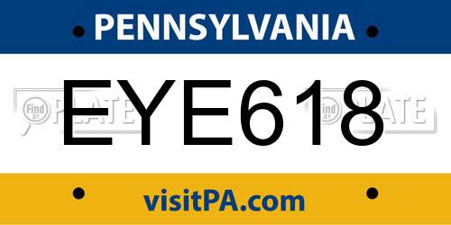 EYE618 Pennsylvania License Plate