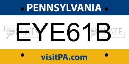 EYE61B Pennsylvania License Plate