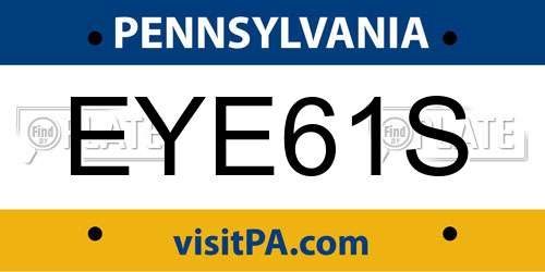 EYE61S Pennsylvania License Plate