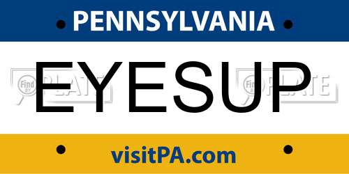 EYESUP Pennsylvania License Plate