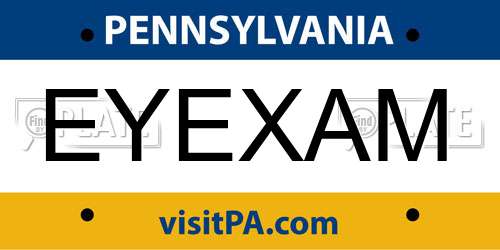 EYEXAM Pennsylvania License Plate