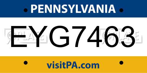 EYG7463 Pennsylvania License Plate