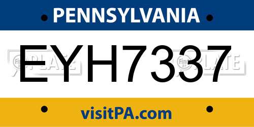 EYH7337 Pennsylvania License Plate