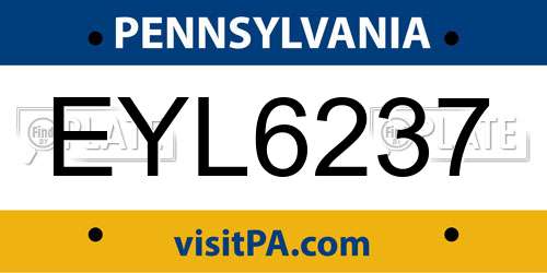 EYL6237 Pennsylvania License Plate