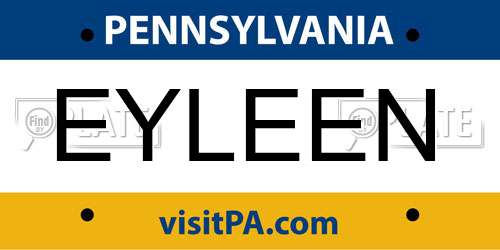 EYLEEN Pennsylvania License Plate