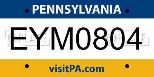 EYM0804 Pennsylvania License Plate