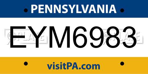 EYM6983 Pennsylvania License Plate