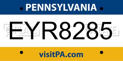 EYR8285 Pennsylvania License Plate