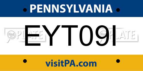 EYT09I Pennsylvania License Plate