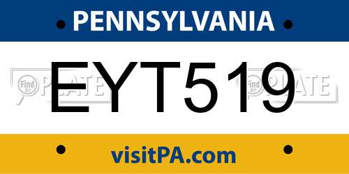EYT519 Pennsylvania License Plate