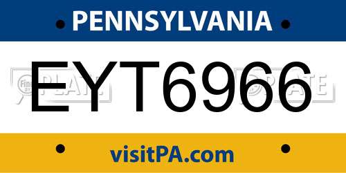 EYT6966 Pennsylvania License Plate
