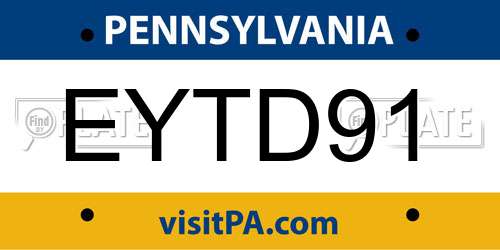 EYTD91 Pennsylvania License Plate