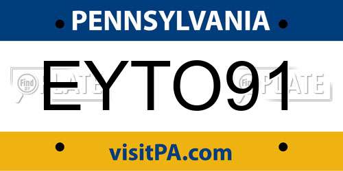 EYTO91 Pennsylvania License Plate