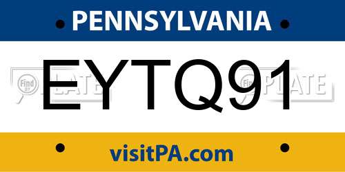 EYTQ91 Pennsylvania License Plate