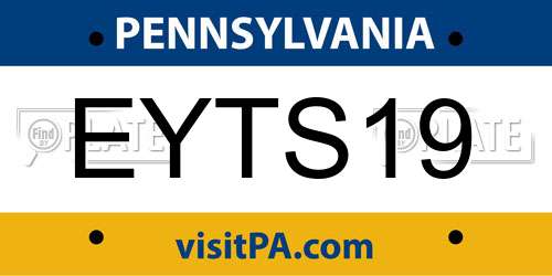 EYTS19 Pennsylvania License Plate