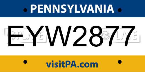EYW2877 Pennsylvania License Plate