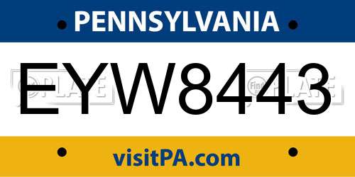 EYW8443 Pennsylvania License Plate