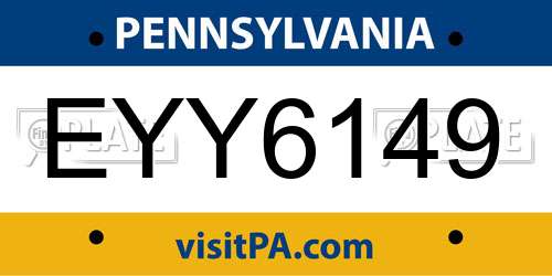 EYY6149 Pennsylvania License Plate