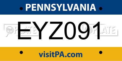 EYZ091 Pennsylvania License Plate