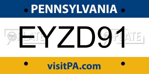 EYZD91 Pennsylvania License Plate