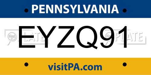 EYZQ91 Pennsylvania License Plate