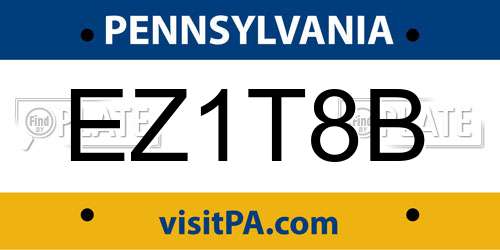 EZ1T8B Pennsylvania License Plate