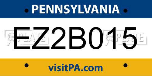 EZ2B015 Pennsylvania License Plate