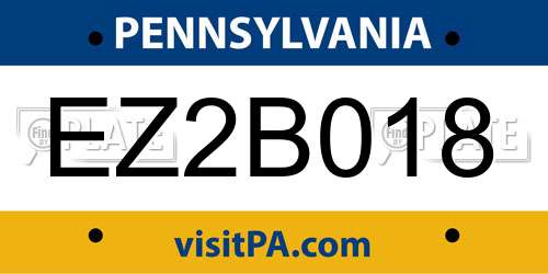 EZ2B018 Pennsylvania License Plate