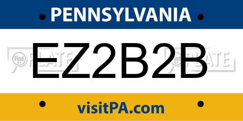 EZ2B2B Pennsylvania License Plate