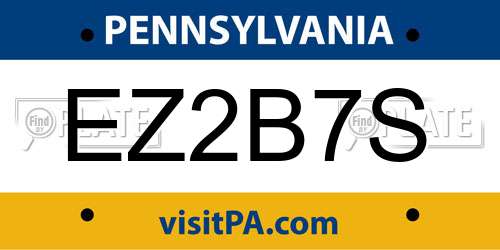 EZ2B7S Pennsylvania License Plate