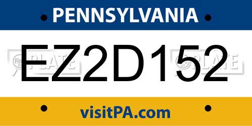 EZ2D152 Pennsylvania License Plate
