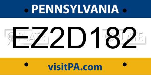 EZ2D182 Pennsylvania License Plate
