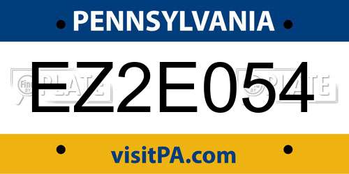 EZ2E054 Pennsylvania License Plate