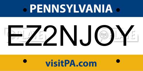 EZ2NJOY Pennsylvania License Plate