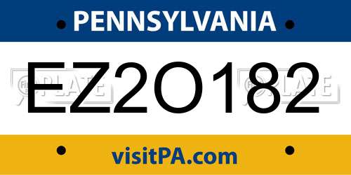 EZ2O182 Pennsylvania License Plate