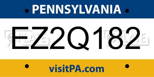 EZ2Q182 Pennsylvania License Plate