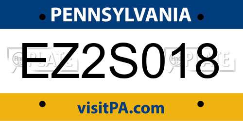EZ2S018 Pennsylvania License Plate