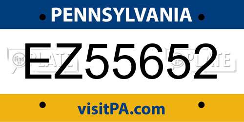 EZ55652 Pennsylvania License Plate