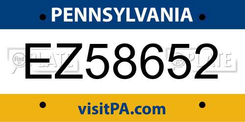 EZ58652 Pennsylvania License Plate