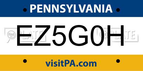 EZ5G0H Pennsylvania License Plate