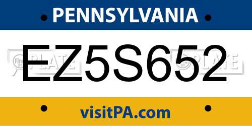 EZ5S652 Pennsylvania License Plate