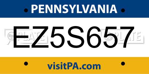 EZ5S657 Pennsylvania License Plate