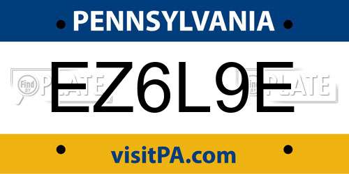 EZ6L9E Pennsylvania License Plate
